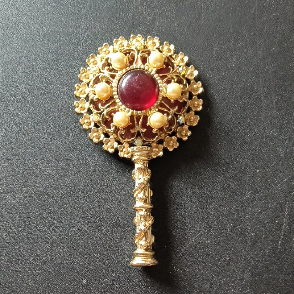 Vintage Sam Fink Hand Mirror